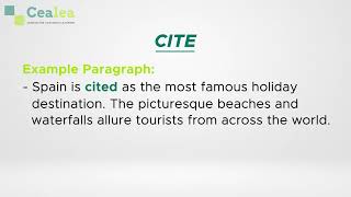 Learn How to Use Cite - meaning, synonyms, antonyms, and example sentences.