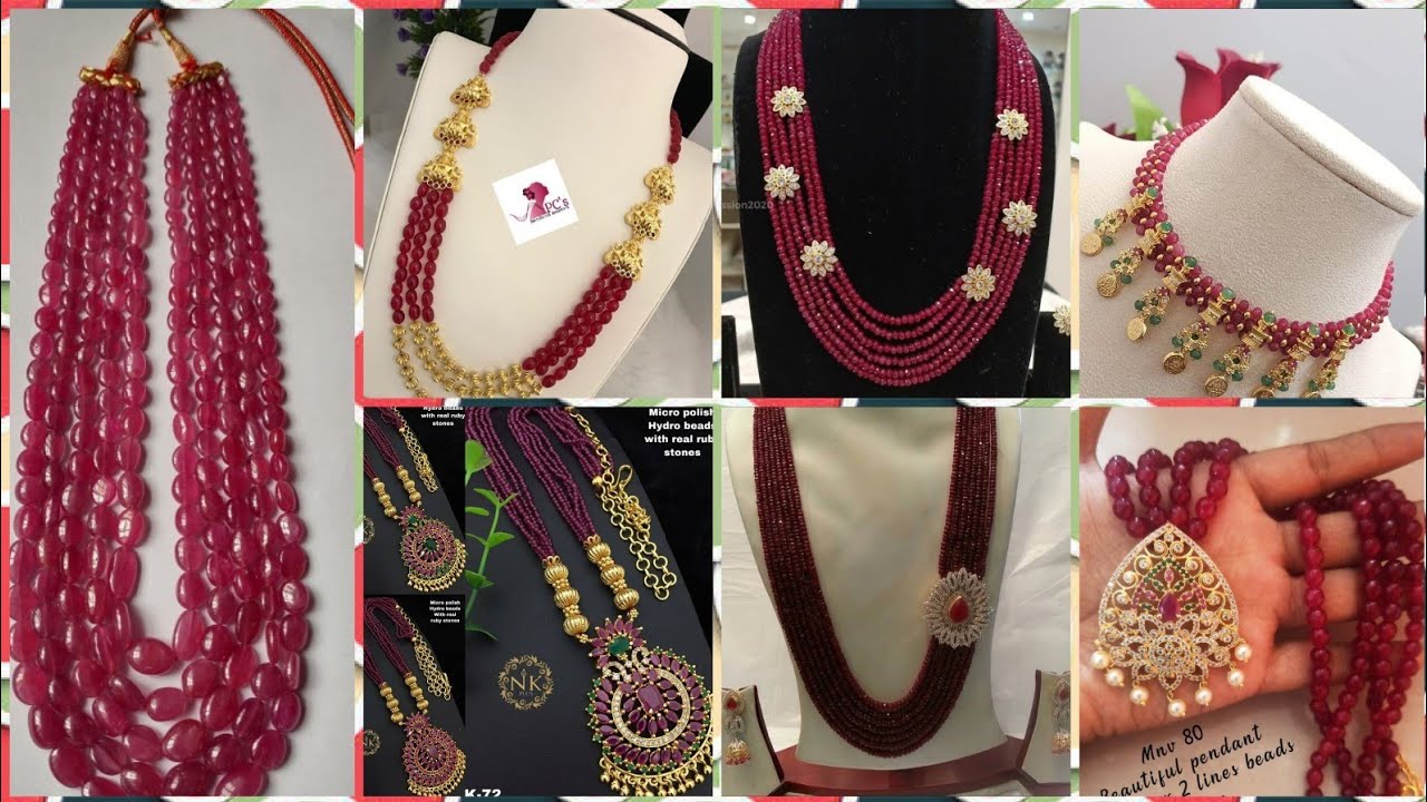 Watch video Latest ruby beads necklace collection 2022 ||Beautiful red beads jewellery designs || #rubybeads Now Latest ruby beads necklace collection 2022 ||Beautiful red beads jewellery designs || #rubybeads