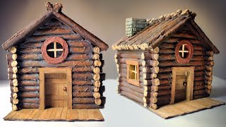 DIY Mini Log Cabin | How to make Miniature House From Cardboard and Old Magazines | DIY Mini House