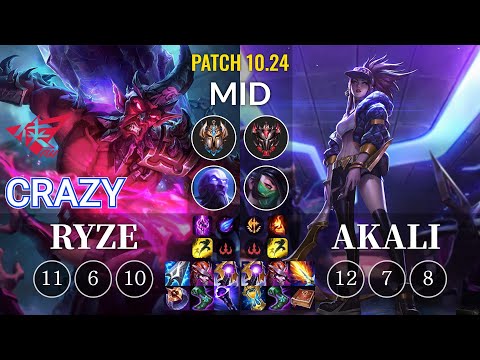 RW Crazy Ryze vs Akali Mid - KR Patch 10.24