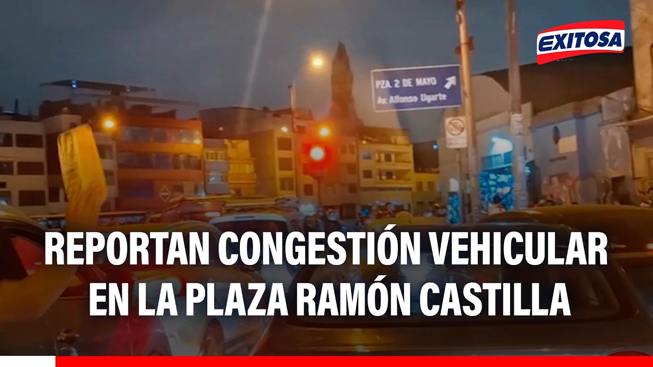 🔴🔵 Congestión vehicular en la plaza Ramón Castilla con dirección a la av. Alfonso Ugarte