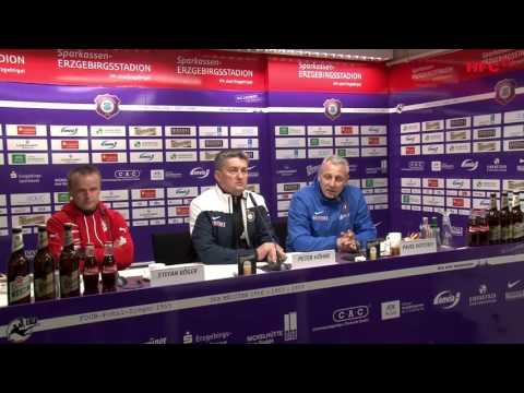 31. Spieltag: FC Erzgebirge Aue - Hallescher FC | Pressekonferenz nach dem Spiel