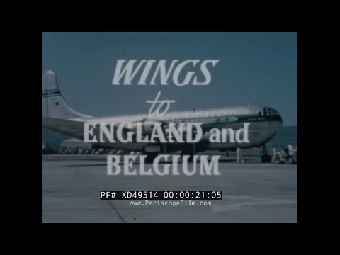 “ WINGS TO ENGLAND AND BELGIUM ” 1950s PAN-AM AM AIRLINES EUROPE TRAVEL PROMO FILM  XD49514