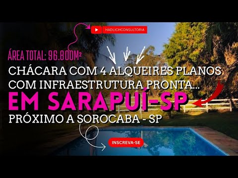 🌿🐎 CHÁCARA/SÍTIO em SARAPUÍ – SP | 96.800 m² (4 ALQUEIRES) | ÁREA PLANA | ESTRUTURA COMPLETA
