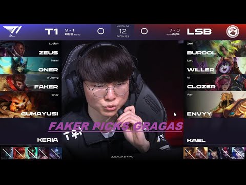 T1 vs LSB Highlights Game 1 *FAKER GRAGAS MID* LCK Spring Season 2023 W6D2