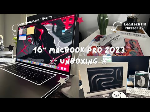 📦 macbook pro 16" M3 pro (space black) aesthetic unboxing 💻 I accessories + setup