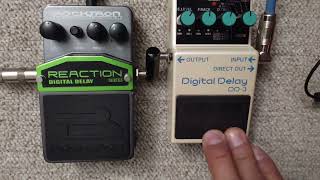 Video thumbnail for BOSS DD3 DELAY VS  ROCKTRON  REACTION DIGITAL DELAY #bosspedals #Rocktron No MOOER NUX JOYO MXR EHX by MasteReact