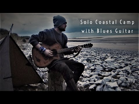 Coastal Solo Tarp Camping | Blues Slide Guitar | Fire and Rain