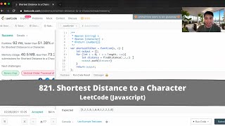 YouTube video 'How to Solve "821 Shortest Distance to a Character" on LeetCode? - Javascript'