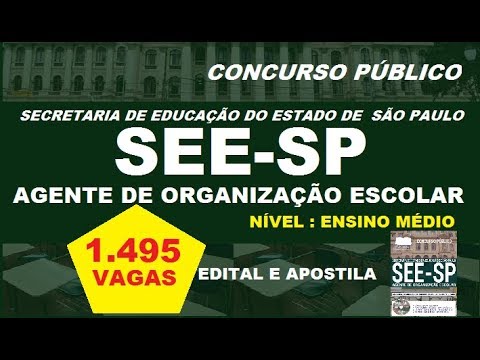 Edital Apostila Concurso SEE SP 2018 Cargo Agente de Organização Escolar