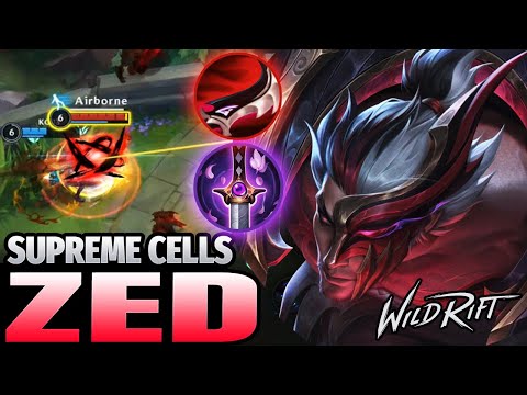 WILD RIFT SUPREME CELLS ZED SKIN GAMEPLAY (TOP 10 ZED)