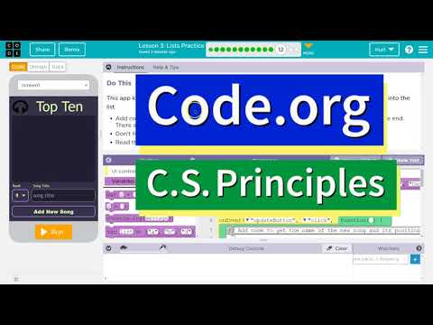 Code.org Lesson 3.11 A | Top 10 Songs | Lists Practice | Tutorial with Answers | Unit 5 C.S.P 2022