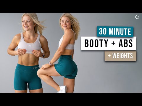 30 MIN BOOTY BURN AND ABS Workout - With Dumbbells, No Repeat, Follow Along Leg Day and Abs Finisher