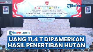 Penampakan Gunung Uang Setinggi 2 Meter, Prabowo Saksikan Penyerahan Denda Rp11,4 Triliun