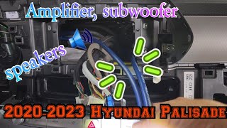 2020-2024 Hyundai Palisade How to replace door speakers, remove radio, install 5 channel amp Subs