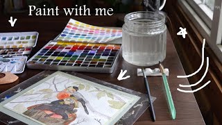 PAINT WITH ME 🎨 handmade watercolours, bird illustration and Fox themed shop update 🦊