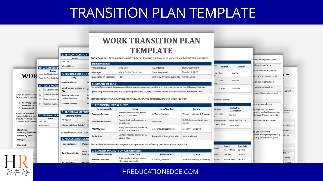 Work Transition Plan Template Tutorial | HR Template for Smooth Offboarding