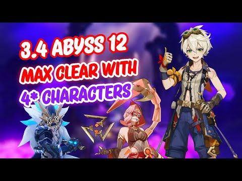 3.4 Spiral Abyss Floor 12 9 Stars F2P Showcase With 4 Stars Characters | Genshin Impact