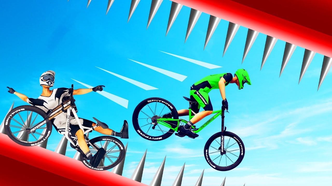 1000 SPIKES vs. JELLY On A BIKE! (Descenders Wipeout)