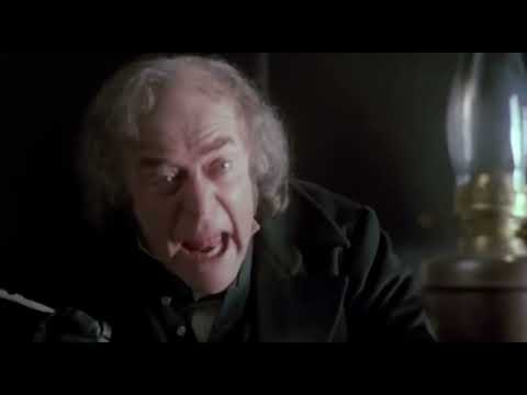 1992 trailer still of Michael Caine as Scrooge with Muppets in Victorian London