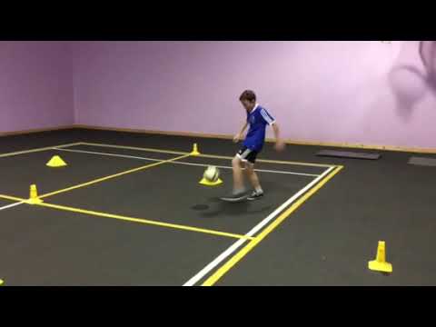 Ball Mastery in Air: Juggling: move around grid at pace using left foot only