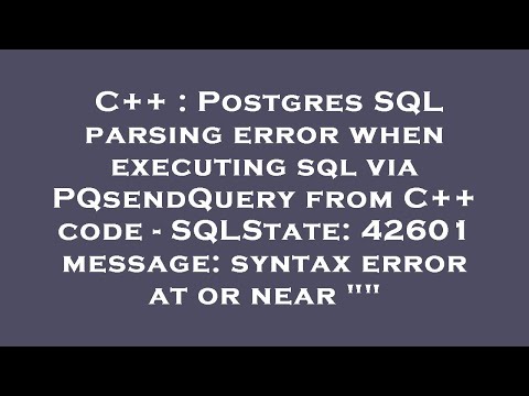 C Postgres Sql Parsing Error When Executing Sql Via Pqsendquery From C Code Sqlstate 42601