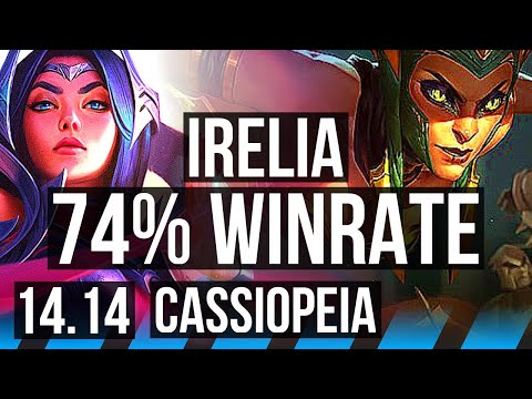 IRELIA vs CASSIOPEIA (MID) | 74% winrate, 8 solo kills, 11/2/4, Dominating | EUW Master | 14.14