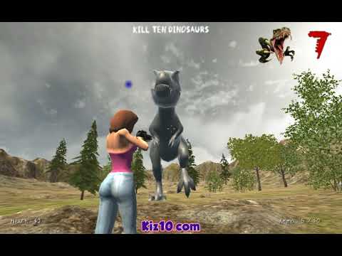 女性が恐竜を銃で倒すTPS DINO HUNTER: KILLING STRAND ｜ 無料ブラウザゲーム｜アクションゲームの庵