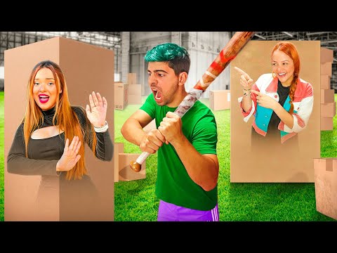 MEGA HIDE AND SEEK IN CARDBOARD BOXES!! EXCITING!!