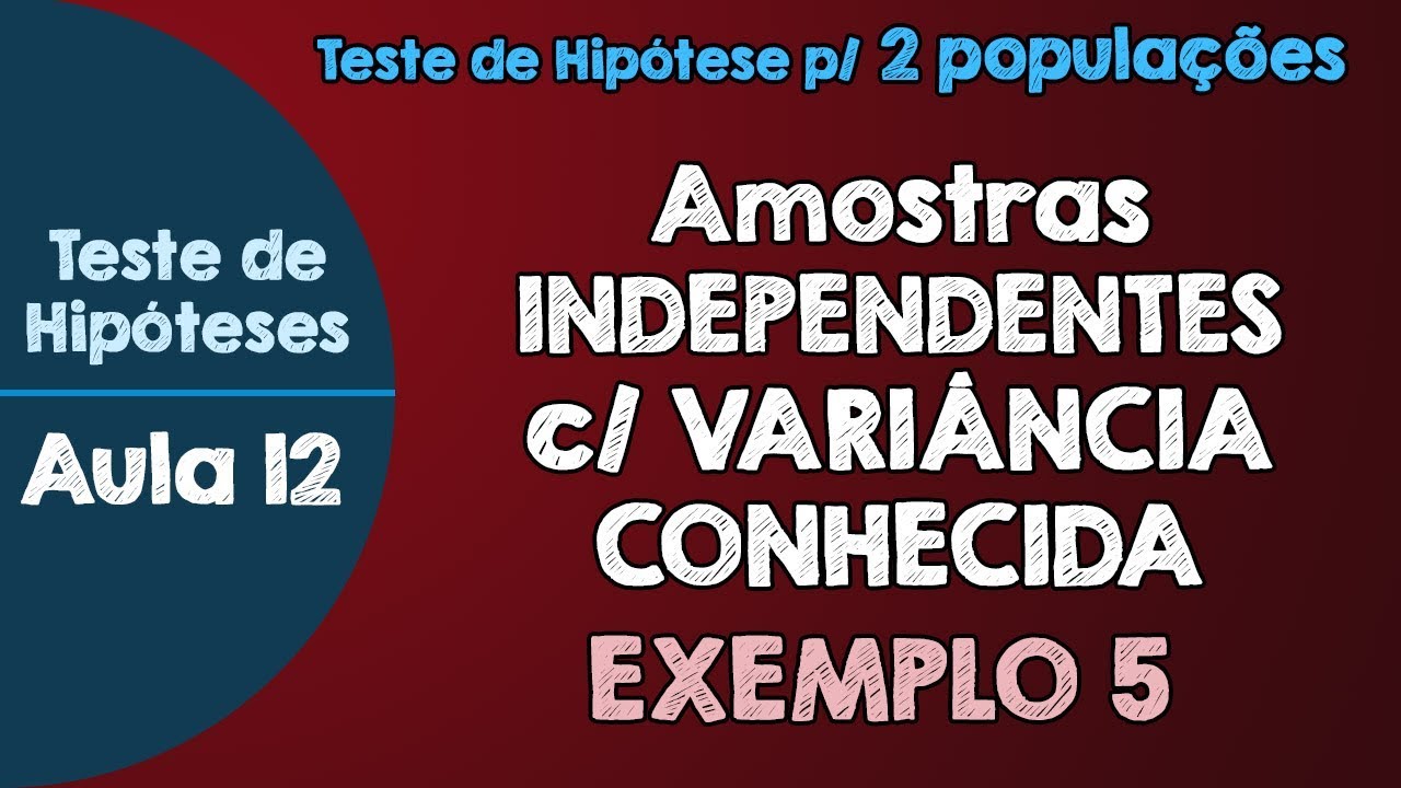 #12 - Teste de Hipóteses para amostras independentes e variâncias populacionais conhecidas