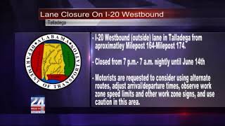 I-20 Westbound Lane Closure