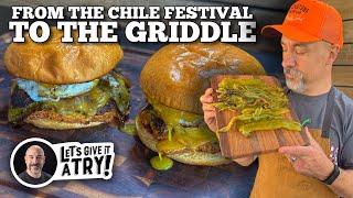 Double Roasted Green Chile Smash Burger on the Blackstone Griddle