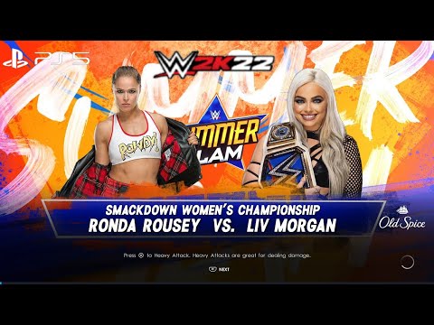 WWE 2K22 (PS5) - LIV MORGAN vs RONDA ROUSEY GAMEPLAY | SMACKDOWN WOMEN'S TITLE MATCH SUMMERSLAM 2022
