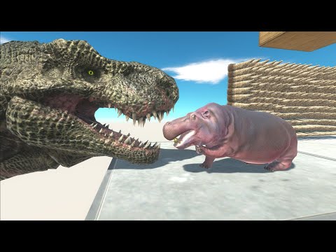 Zigzag Path & Keepers T-rex - Who Can Run Through Here? Hippopotamus, Spino, Triceratops, Werewolf?