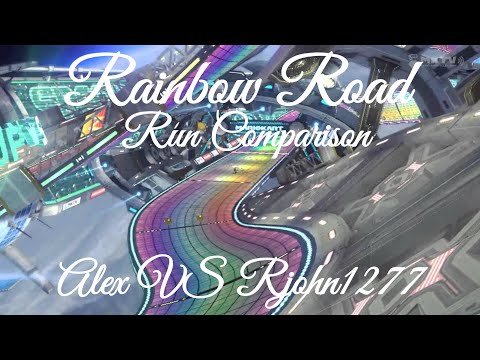 【MK8】 | Rainbow Road Run Comparison | Alex (2:02.889) VS Rjohn1277 (2:02.801)
