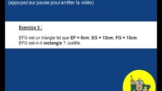 égalité (théorème) de Pythagore (3) -4ème-