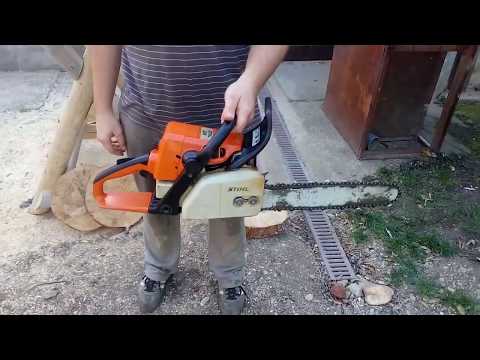 Stihl 025 chainsaw cutting test