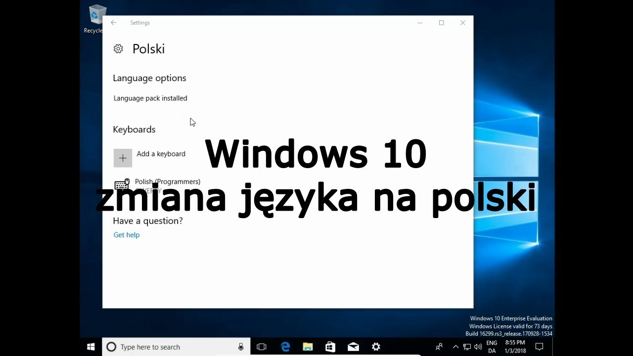 Windows 10 zmiana języka na polski