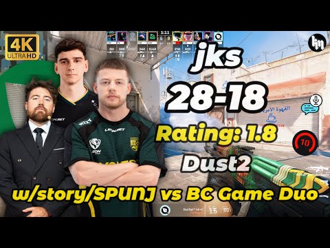 jks (28-18) w/SPUNJ/story vs BC.Game Duo (Dust2) | avg 3354 Elo | Feb 6, 2026 #cs2 #flyquest #jks