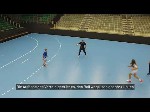 Am Verteidiger vorbei prellen, Handballübung, Angriff, Learn Handball (Deutsch)