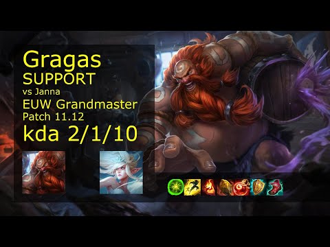 Gragas Support vs Janna - EUW Grandmaster 2/1/10 Patch 11.12 Gameplay