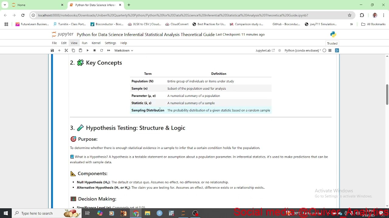 Python for Data Science 11 Inferential Statistical Analysis Theoretical Guide