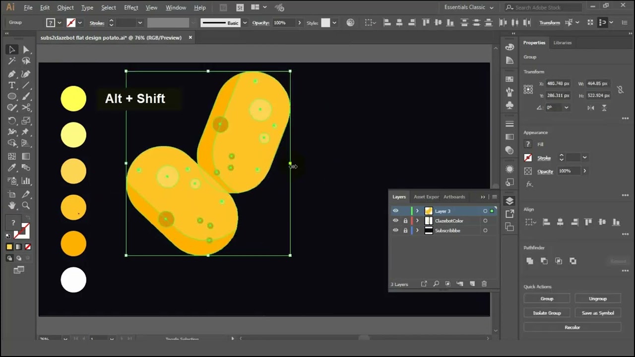 Potato How to Draw Vector Art Flat Illustration