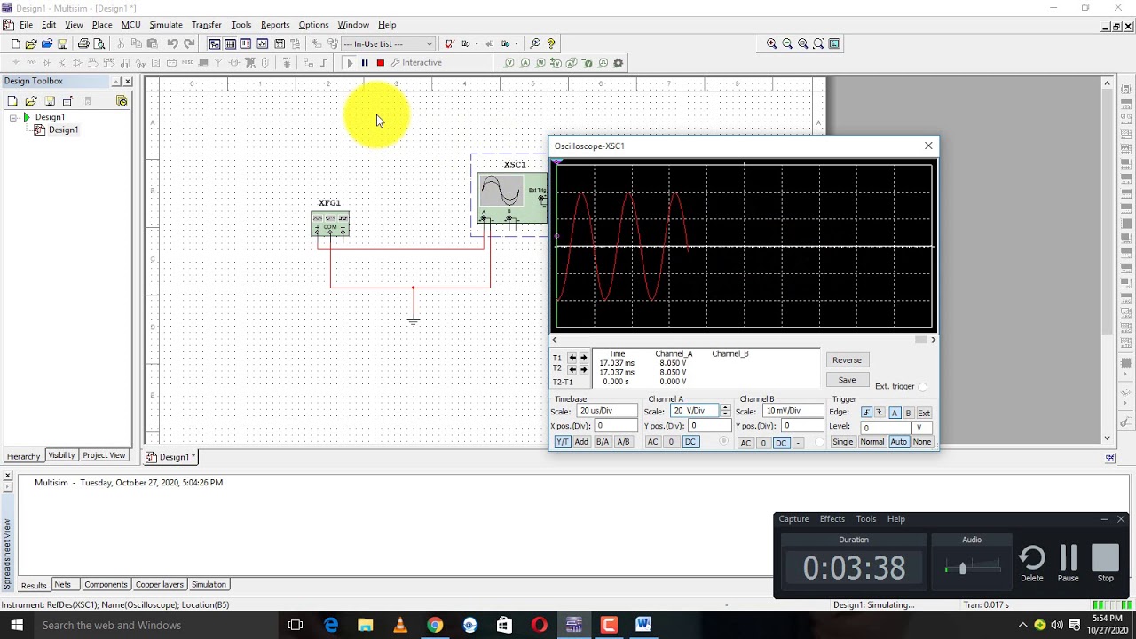 Assignment 01 basic electronics # Multisim # Function generator # Oscilloscope