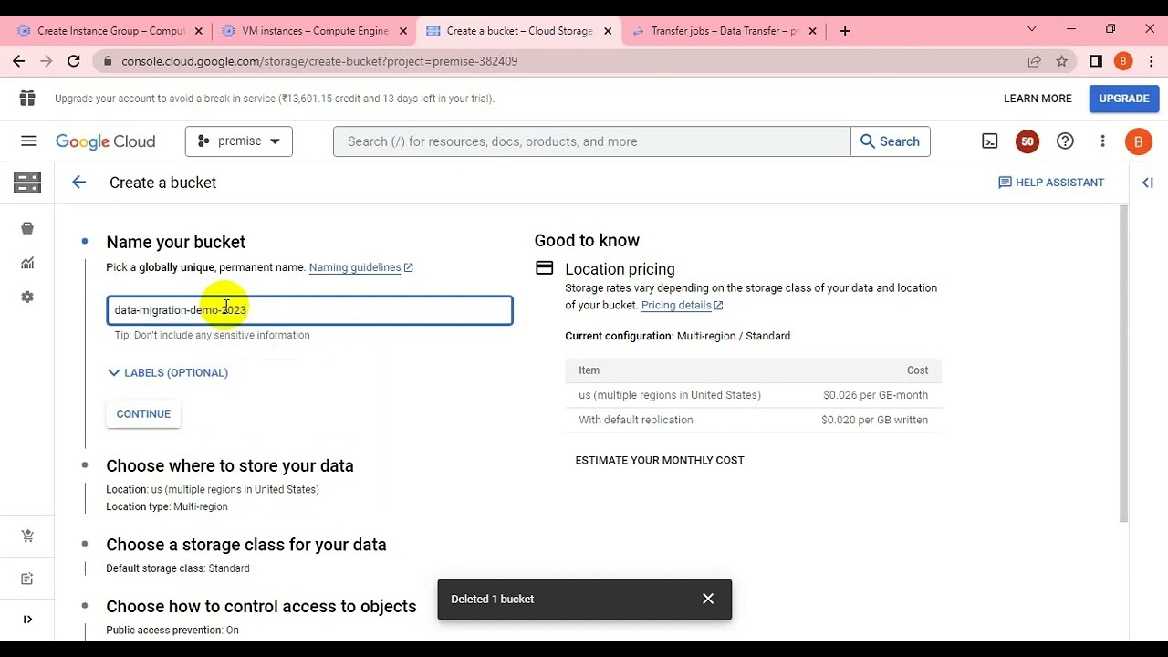 Migrating on premise data to google cloud | gcp | Step2- bucket Creation