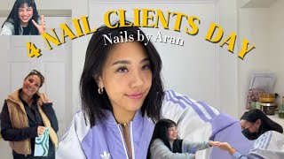 4 NAIL CLIENTS DAY WITH ME 🤍 how is she doing it ?