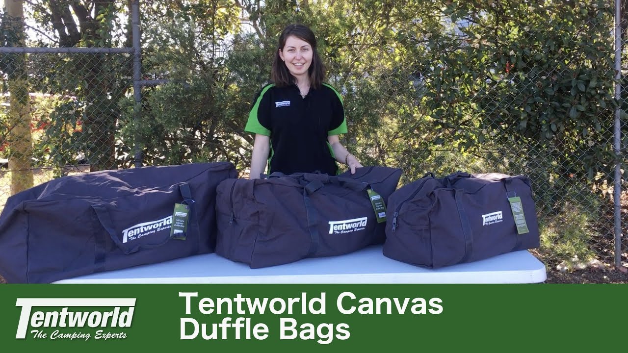 Watch video Tentworld Canvas Duffle Bags - Quick Look, Sizes & Specifications Revealed Now Tentworld Canvas Duffle Bags - Quick Look, Sizes & Specifications Revealed