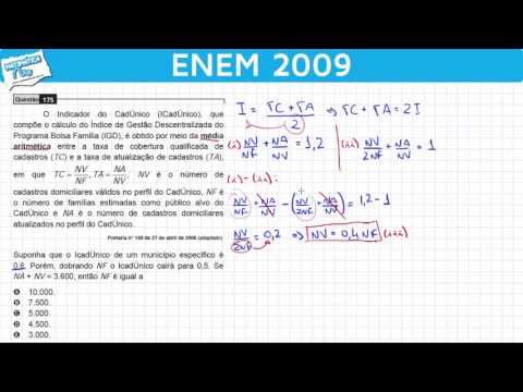 ENEM 2009 Mathematics #40 - Arithmetic Mean, Equation and Bolsa Família (difficult question)
