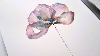 How to Paint a bright abstract flower with granulation watercolor