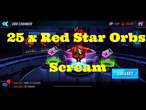 25 x Red Stars Orbs Opening for Scream - Marvel Strike Force - Free to Play